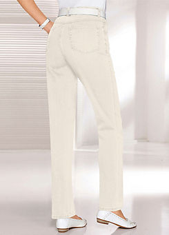 ladies cream jeans