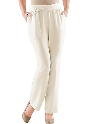 Ladies white trousers elastic waist Clearance