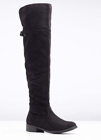 white suede over the knee boots