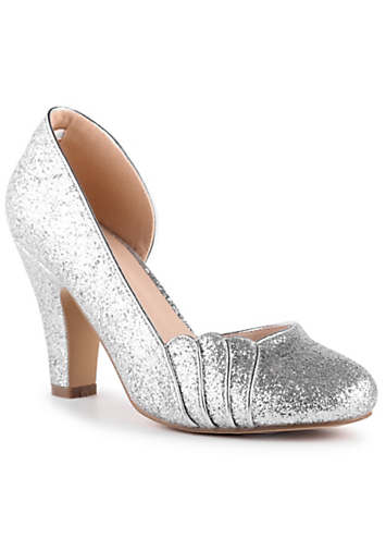 silver sparkly court shoes