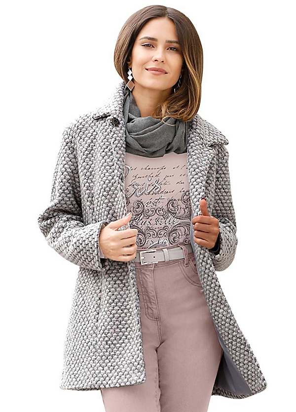 grey boucle coat womens