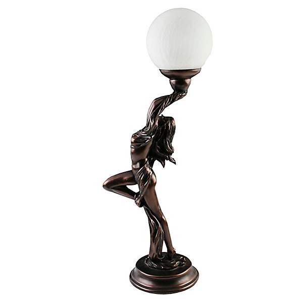 Bronze Art Deco Lady With Scarf Table, Art Deco Lamp Lady
