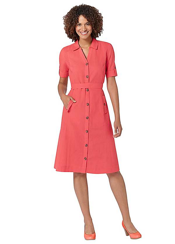 knee length shirt dress with sleeves