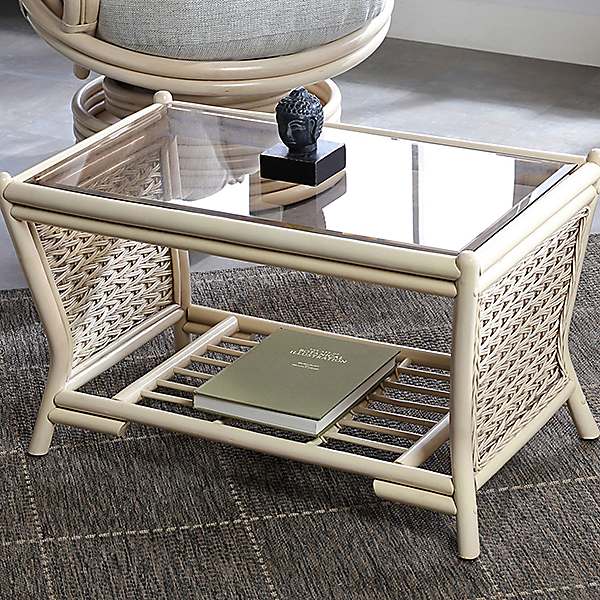 Desser Harlow Natural Rattan Conservatory Coffee Table With Glass Top Witt International