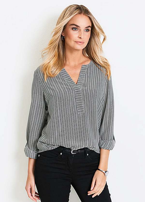 Floaty Long Sleeve Striped Blouse by 
