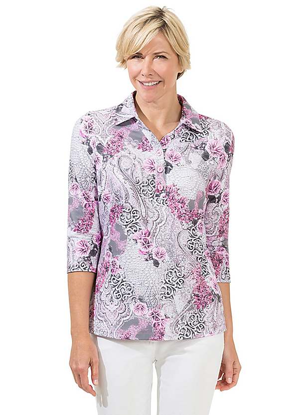 women's polo shirts with three quarter sleeves