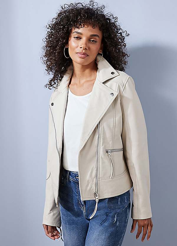 ivory biker jacket