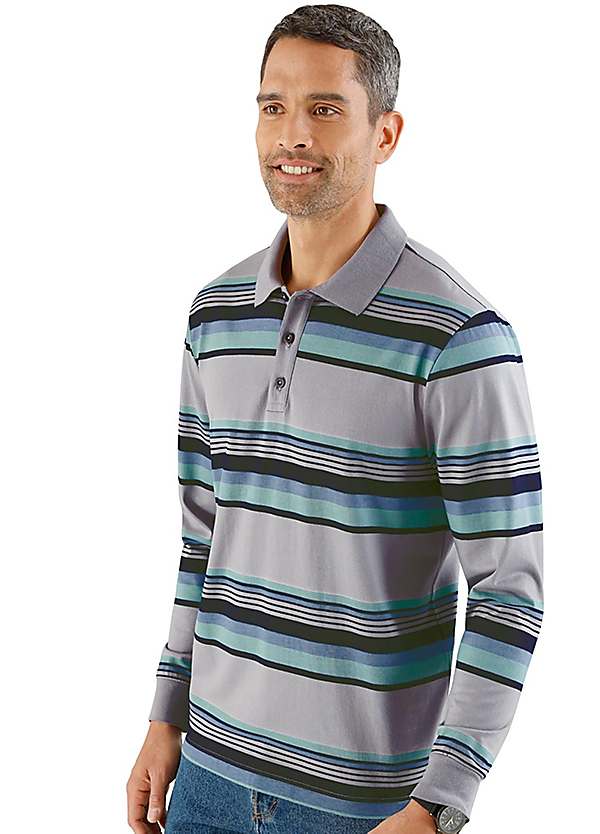 mens long sleeve striped polo