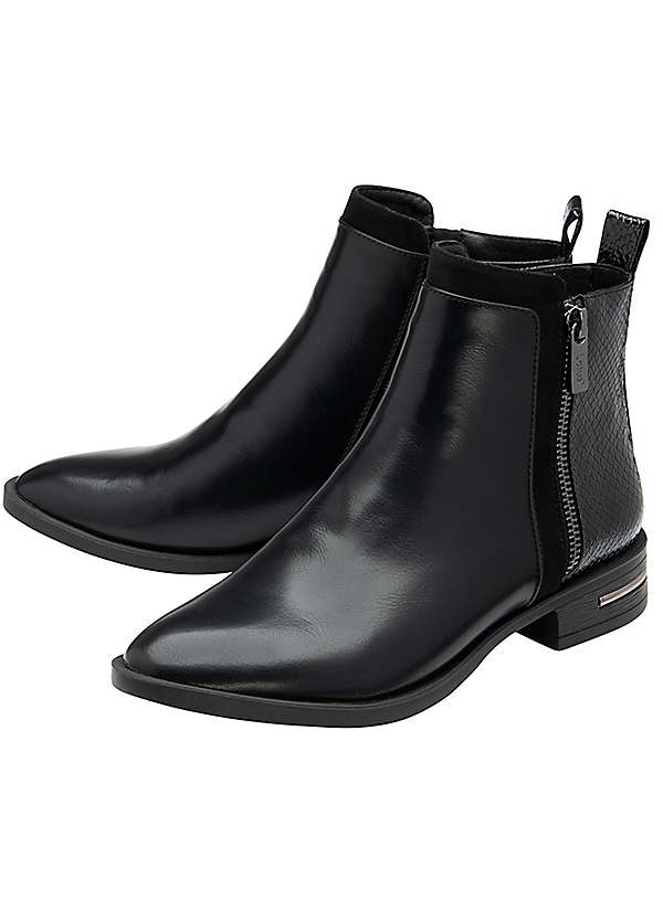 lotus black leather ankle boots