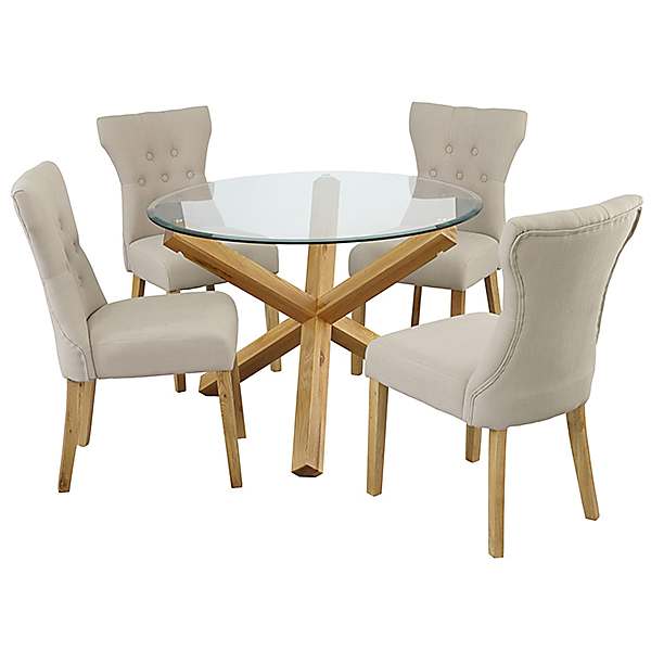 Oporto Glass Dining Table 4 Naples, Small Glass Round Dining Table Set