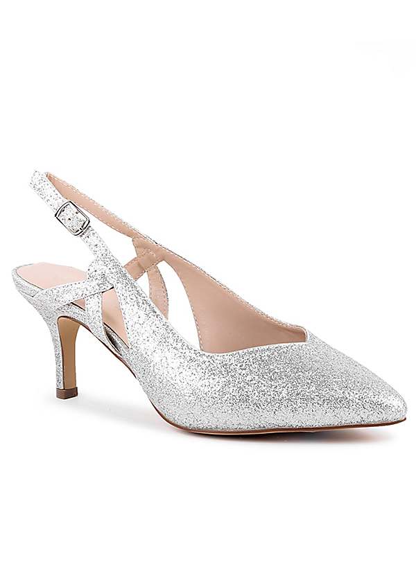 silver low heel wide fit shoes