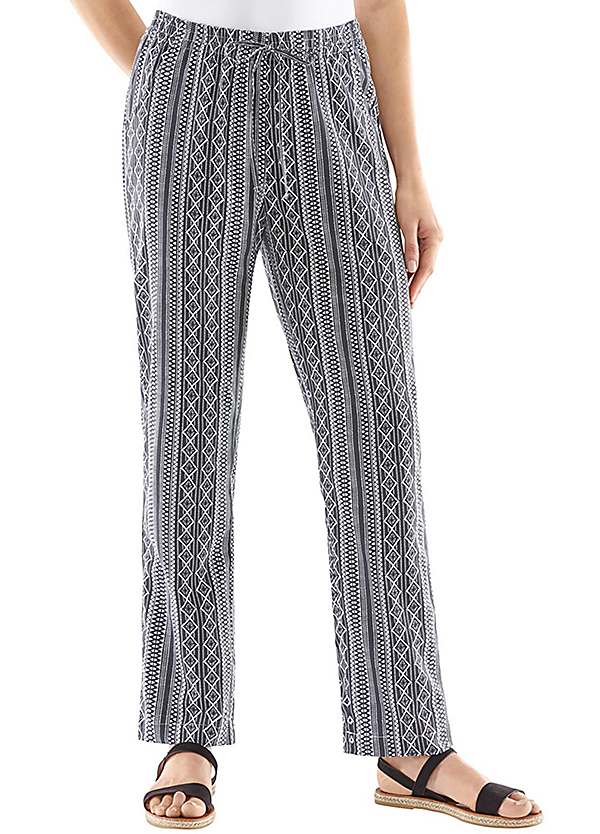 patterned straight leg trousers