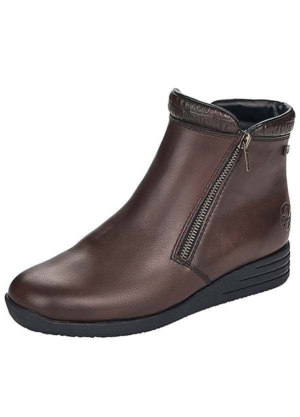 Rieker Brown Low Wedge Ankle Boots 