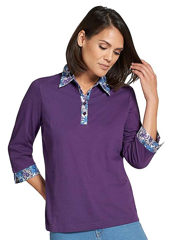 women's polo shirts with three quarter sleeves